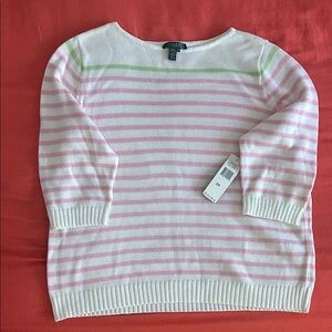Ralph Lauren Pink and White Striped Sweater